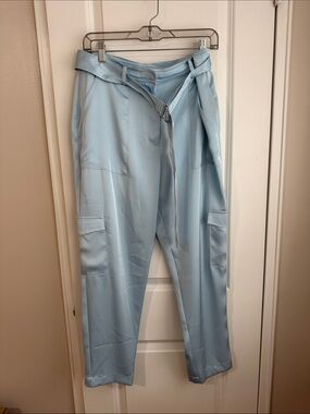 Calvin Klein Pale Blue Straight-Leg Cargo Pants with Belt NEVER WORN